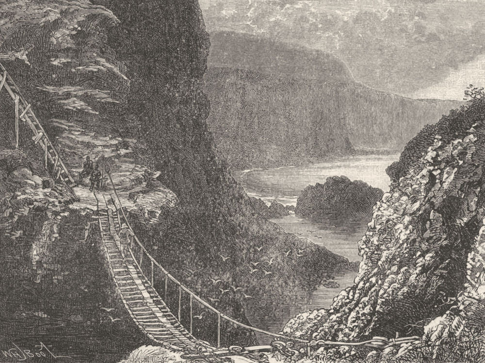 IRELAND. Antrim. bridge, Carrick-a-Rede 1898 old antique vintage print picture